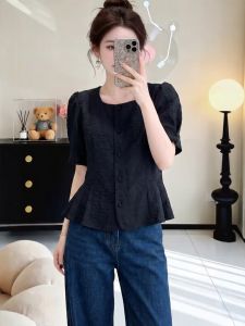 AIYITI | Stylish Slimming Flared Waist Short Sleeve Shirt