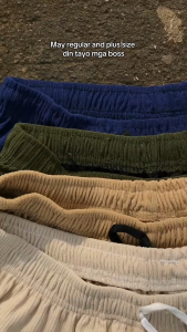 Plain Colors Corduroy Shorts Above Knee 2 Pockets Adjustable Waist String Corduroy Fabric