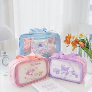JIYAN2866 Cartoon Sanrio Cosmetic Bag Transparent Soft PU Travel Toiletry Bag Portable Large Capacity Swimming Bag