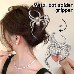 New 2024 Halloween Spider Bat Hair Claw Clips for Women Jewelry Accessories Black Silver Large Barrette Party Headwear