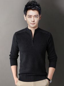 ROMON | Lormen Mens Knitted Sweater Winter Thickened Warm Slim Fit Casual Business Half Zipper Knitwear Fashion Urban Style Long Sleeve