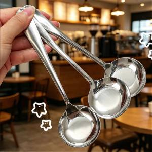 20Pcs 18CM Stainless Steel Soup Spoon - Deep Round Long Handle Serving Spoon for Soup Salad Rame Sauce - Rustproof Serving Utensils Spoon