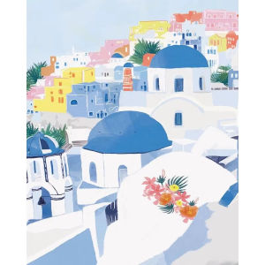 Acrylic Painting By Numbers Town Landscape Number Painting Paint Kit Painting Decors for Adults for Handicraft