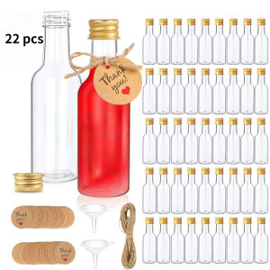 22pcs Mini Liquor BottlesSmall Plastic Bottle with Caps.for cocktail mixes wines essential oils lotions juices condiments.
