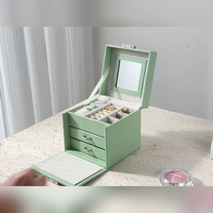 Three Layer Women Jewelry Box with lock Watch Ear studs Necklace Jewelry Organizer Multifunction Storage Display Case