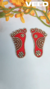 Traditional Lakshmi Charan Paduka| Floor Rangoli Decoration | Auspicious Goddess Feet Pagla|Diwali Pooja Décor (Size-2 Inch Pack of 2 Pcs)