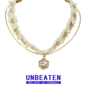 สร้อยคอเชือกผูกปมสีขาวแบบนุ่มสำหรับผู้หญิง ดีไซน์เก๋ไก๋ หวาน ดีไซน์เฉพาะตัว สร้อยคอโซ่โลหะผสมสำหรับผู้หญิง