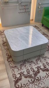Functional Coffee Table(Free Delivery and install)Type 2360 Square Coffee Table Super Crystalline Stone Table with Hydraulic
