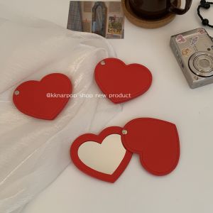 Kính Nhẫn Đỏ Hình Trái Tim KKNAR Kính Nhẫn Cầm Tay Xoay Bằng Da PU Dễ Thương Phong Cách Hàn Quốc Kính Nhẫn Trang Điểm Di Động