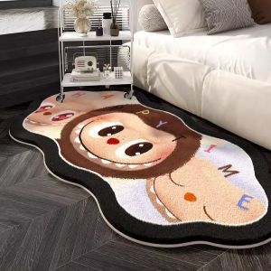 Cartoon Labubu Imitation Cashmere Carpet Non-Slip Living Room Bedroom Foot Mat All Seasons Universal New Style Bedside Blanket