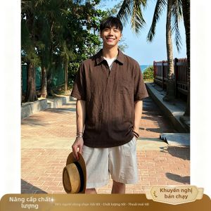 ZHUOCAN | Áo Polo Phong Cách Mỹ Cổ Điển Gai Summer Tay Ngắn