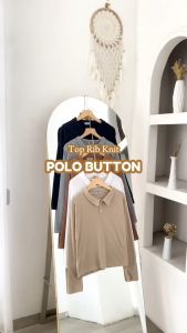 TOP RIB KNIT POLO BUTTON - FLOTTILICIOUS / baju wanita / atasan wanita / fashion outfit / korean style / manset wanita / baju murah bandung