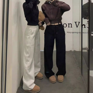 American Style Loose Wide Leg Casual Pants Womens High Waist Straight Leg Sporty Trousers Spring Summer New Arrivals