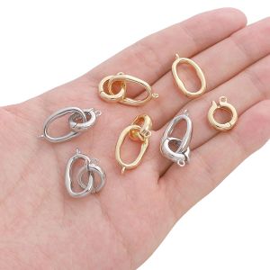 1pc Copper Gold Plated Special-shaped Oval Double-ring Buckle For Handmade Bracelet Necklace Earring Keychain DIY Craft Jewelry Making Accessories