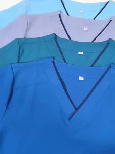 Women Uniform Scrubs Polyester Spandex Stretch Medical Clothing Lab Pharmacy Scrubs Uniforms Sets Nurse S13-02