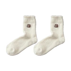 Stuffed Edge Socks Womens Autumn and Winter Cute Khaki Barra Tube Socks Coral Velvet Thickened Heattech Sleep Stock up