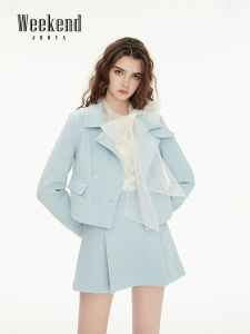JORYA Weekend Spring 2025 Commute Short Woolen Coat Weekend Casual Double Row Button Turn-down Collar Light Spring Color