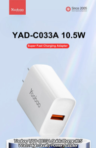 Original YOOBAO YAD-C033A USB Port 10.5W Fast Charging Power Adapter