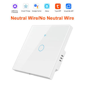 WiFi RF 433mhz Touch Wall Light Smart Switch 1 2 3 4 Gang Wireless Switch 220V with no Neutral EU Work Witch Tuya Alexa Google