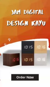JD-11 Jam Weeker Meja Digital Desain Mini dan Elegan Motif Kayu Wooden Clock Fitur Alarm Suhu temperature date