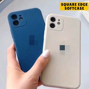 Silicone SQUARE EDGE NO LOGO Soft Case iPhone 7 8 PLUS X XR XS 11 12 13 14 15 PRO MAX PLUS Casing Silikon Flat Lapisan Anti Jamur mirip Beludru