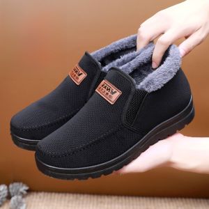 Giày Vải Bắc Kinh Dày Dặn Mùa Đông Cho Nam Giày Bốt Cotton Ấm Áp Chống Trượt Giày Vải Thoải Mái Cho Bố Và Người Cao Tuổi