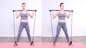 Portable Pilates Stick Yoga Exercise Pilates Bar Yoga Pilates Bar Reformer Kit Pilates Bar Kit with Resistance BandHome Gym Pilates with Foot Loop for Total Body Workout