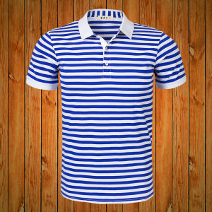 Áo Thun Nam Cổ Polo Cotton Nguyên Chất Tay Ngắn Mùa Hè Sọc Xanh Trắng Kẻ Caro Thường Ngày Chống Nhăn Không Có Mũ