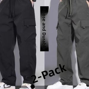 Mens Casual Loose Workwear Trousers Spring Autumn Dirt Resistant Wear Resistant Long Pants for Building Workers Doing Jobs