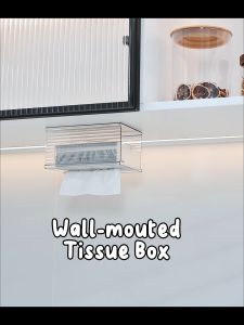 Locaupin Transparent Wall Hanging Tissue Holder Organizer Home Tissue Container Large Capacity Facial Tissue Dispenser