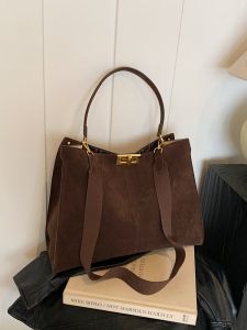 Vintage Feel Large Capacity Commuter Womens Tote Bag Single Shoulder Handbag Motorcycle Bag Soft PU Leather Frosted Finish
