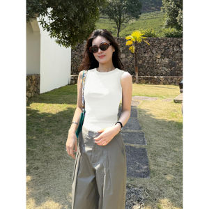 Áo Vest Không Tay Cổ Tròn Rộng Rãi Thường Ngày Dành Cho Nữ Mùa Hè Áo Khoác Ngoài Gợi Cảm Áo Chui Đầu Cotton Dáng Ôm