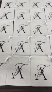 Logo Custom Printing Drawstring Burlaps Bag Linen Pouch Bag Letter Photo 麻布袋印花定制