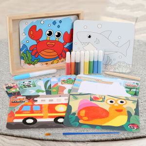 Montessori Childrens Wooden Sand Painting Graffiti Game Educational Sandbox Hands on Skills Training Drawing Toys for Kids