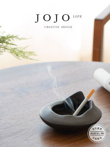 Jojos L. PD Ceramic Ashtray Simple Design Black Mountain Home Use Vintage Style Creative Gift Festival Supplies