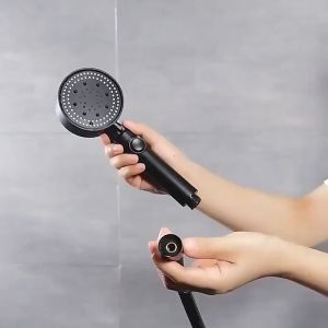 4In 1 Kepala Shower Set Mandi Hitam Premium Shower Head Set 5 Mode Shower Dengan Selang Portable