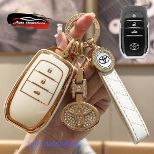 พวงกุญแจรถโตโยต้าสำหรับ Toyota Keyเคสสำหรับ Toyota Revo Rocoo FORTUNER Key COVER Gold Edge