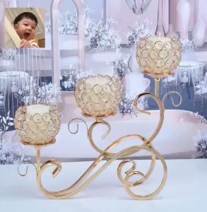 【Free Gift】3/5 Arms Candelabras Crystal Candle Holder Tall Cup/Bowl Tealight Candle Holder Home Wedding Decor
