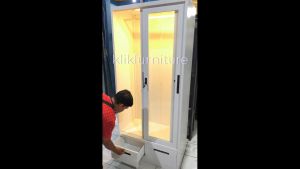 GAMIS GAMISH Lemari Pakaian Besi Sliding 2 Pintu Gantungan + Laci LED 90