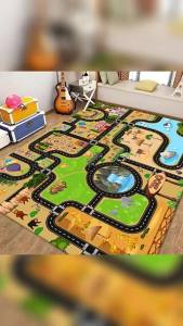 100x160cm Non-slip Baby Play Mat Kids Traffic Map Parking Lot Map Mats for Baby Toys Early Education Carpets Crystal Velvet Rugs