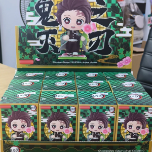 Bandai | 12Pcs/Set Demon Slayer Q Version Sitting Figure Toy Anime Kimetsu no Yaiba Tanjiro Nidouzi Inosuke Zenizu PVC Figure Model Doll