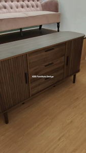 (FREE Installation+Shipping) KBS Arrastia 6FT TVCabinet / Oval Shape / Drawers Storage / 2 Slide Doors / Mid Century Modern / Classic Design / Large Storage Capacity / L180 x W40 x H60 cm