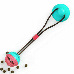 Suction Cup Dog Toy Bungee Tug Chew Interactive Treat Ball with Rubber Spikes Dental Clean Dispensing for Medium Large Dogs