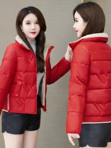 Fashionable Short Puffer Coat Womens Stand Collar Thermal Lightweight Cotton Clothes Casual Commute Korean Style Outerwear