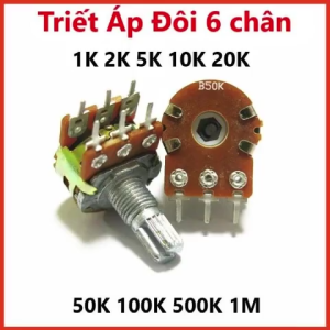 Combo Triết Áp Đôi 6 chân1K 2K 5K 10K 20K 50K 100K 500K 1M - Cán dài 15mm chất lượng cao - MOGEE