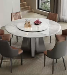 โต๊ะอาหาร โต๊ะกลมหินอ่อน โต๊ะหมุน ขนาด1.35เมตร