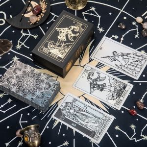 Classic Gold-Stamped Waite Tarot Cards Complete Set Professional 78-Piece Collection for Beginners DIY Tarot Playing Cards