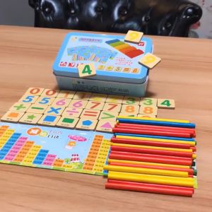 BEVAVAR Mainan Edukasi Menghitung Matematika Mainan Puzzle Kayu Magnet Anak