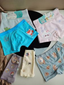 Pure Cotton Childrens Underwear Anti-Bacterial Flat Angle Pants Boys Girls Cartoon Design Comfortable All Season Innerwear
