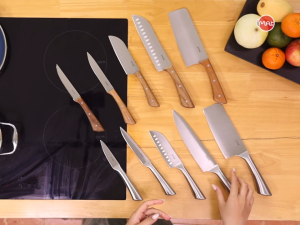 Dao Chopper cán gỗ iMat chặt băm thái thực phẩm không quá cứng lưỡi thép Cacbon 5CR15 - Hàng chính hãng